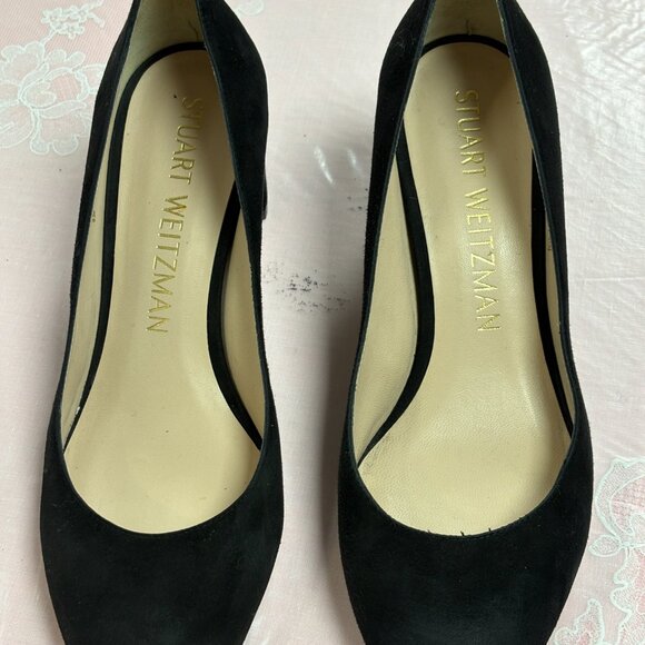 Stuart Weitzman Pump Suede Upper Heels for Women for sale | eBay Stuart Weitzman-Women-10009382-Black Suede leather heel Dress shoes.Sz-9.5 B.